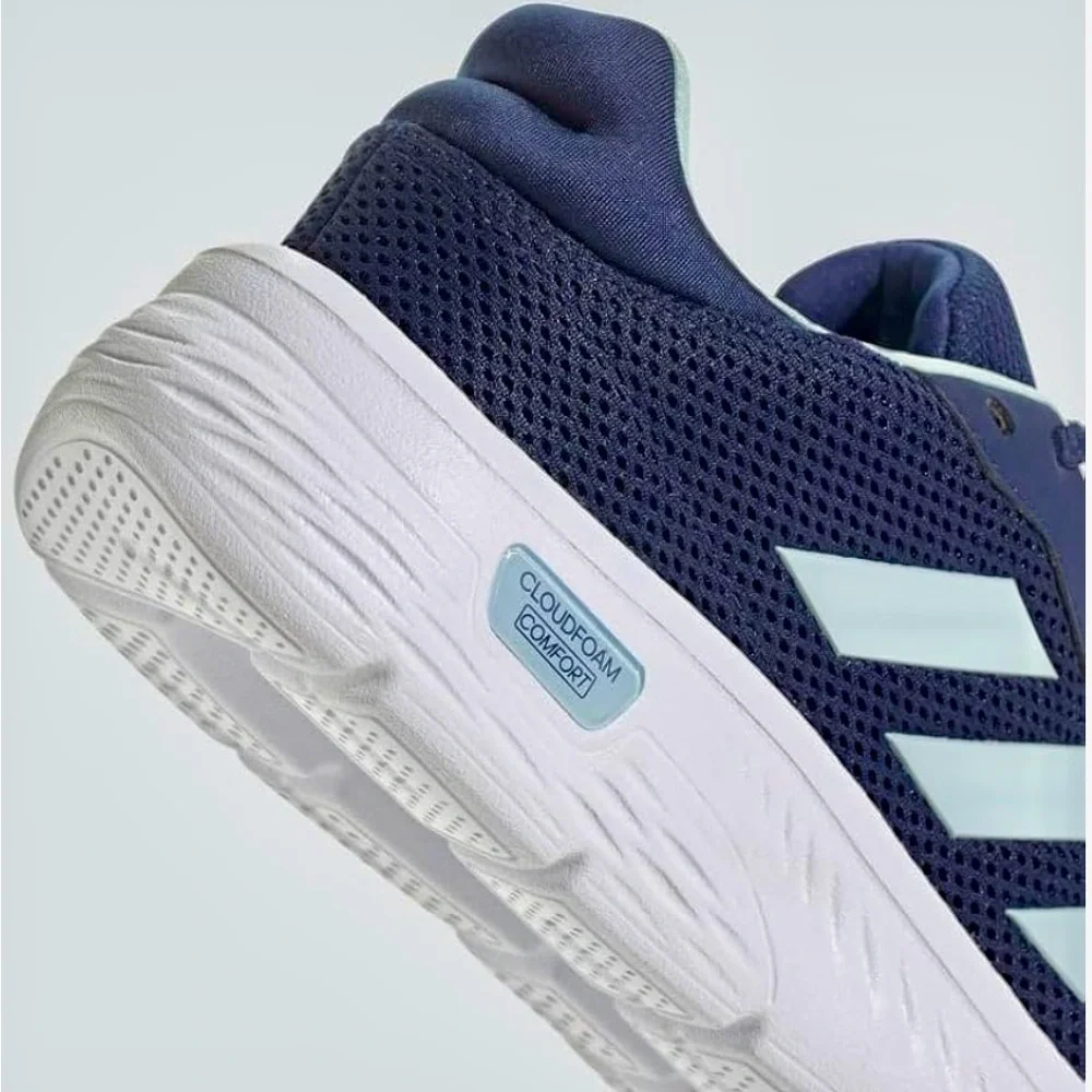 Adidas Ladies Cloud Foam Comfy Blue and White Sneakers with Breathable Mesh - Picture 6 of 10